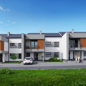 Wizualizacja osiedla domów szeregowych w Tarnowskich Górach - Morello Apartamenty - Korax 46 Development
