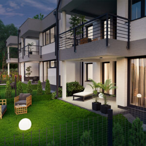 Wizualizacja osiedla domów szeregowych w Tarnowskich Górach - Morello Apartamenty - Korax 46 Development