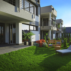 Wizualizacja osiedla domów szeregowych w Tarnowskich Górach - Morello Apartamenty - Korax 46 Development